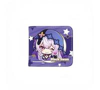 1pc Honkai: Star Rail Peripheral Wallet Game Peripheral Leather Print Short PU Wallet Q Version (Black Swan)