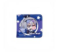 1pc Honkai: Star Rail Peripheral Wallet Game Peripheral Leather Print Short PU Wallet Q Version (Silver Wolf)