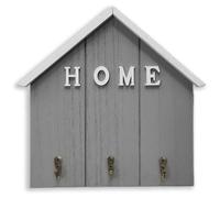 1pc House-Shaped Key Holder, "HOME" Wall Mounted Organizer with 3 Antique Metal Hooks, Entryway Storage Rack for Keys & Mail，Grey