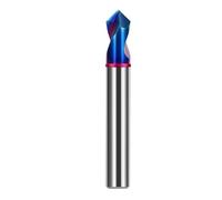 1pc HRC65 2-Blade Tungsten Steel Carbide Blue Nano Coating Chamfer Centering Drill For CNC Machining Center 90° Bit Tools(12x12Dx100L)