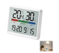 1PC Hygrometer Indoor Thermometer Small Desktop Digital Room Thermometer Hygrometer with Temperature and Humidity Monitor Accurate Humidity Thermometer with Clock for Home Greenhouse Babyroom White