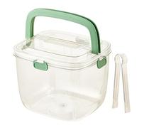 1PC Ice Bucket with Lid & Tong 8.5x7.4x6.6in Portable Ice Cube Bucket with Foldable Handle Transparent Silicone Sealed Container for Parties, Freezer, Camping, Cocktail