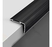 1pc Indoor Metal Waterproof Stair Edge Protector - Non-Slip Aluminum Nosings for Stairs, Steps, and Ramps(Black,90cm)