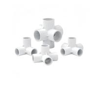 1Pc Inside Diameter 20mm-40mm 3-way/4-way/5-wayDimensional PVC Connectors Water Supply Pipe Fittings Equal Plastic Tee Tubes (White 4-Way,40mm)