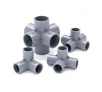 1Pc Inside Diameter 20mm-40mm 3-way/4-way/5-wayDimensional PVC Connectors Water Supply Pipe Fittings Equal Plastic Tee Tubes (Gray 4-Way,50mm)