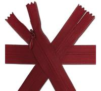 1pc Invisible Zips 16” Burgundy | Closed-End Coil Zip 40cm Long with Single Slider Size #3 | Hidden Nylon Zip for Skirts, Dresses, Trousers DIY Repair, Tailoring | Replacement Zipper