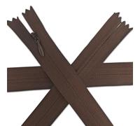 1pc Invisible Zips 21.5” Brown | Closed-End Coil Zip 55cm Long with Single Slider Size #3 | Hidden Nylon Zip for Skirts, Dresses, Trousers DIY Repair, Tailoring | Replacement Zipper
