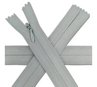 1pc Invisible Zips 9” Silver Grey | Closed-End Coil Zip 22cm Long with Single Slider Size #3 | Hidden Nylon Zip for Skirts, Dresses, Trousers DIY Repair, Tailoring | Replacement Zipper