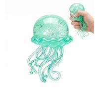 1PC Jellyfish Squishy Toy, Stress Relief Squeeze Toy, Soft Silicone Sensory Glitter Jellyfish Squishy Toy(5*9cm), Multiple Colors Available (green)