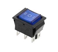 1Pc KCD4 Illuminated Rocker Switch 4/6Pin 15A/250V 20A/125V Latching Type(3D6P-Blue)
