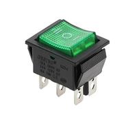 1Pc KCD4 Illuminated Rocker Switch 4/6Pin 15A/250V 20A/125V Latching Type(3D6P-Green)