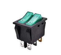1pc KCD6 Illuminated Light Dual Push Button Rocker Switch 12V 220V Latching 6 Pin Red Green On Off Boat Power Switch 16A IDGTTLDF(Green,12V)