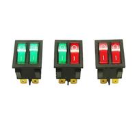 1PC KCD8-6PIN Double Rocker Switch 2ON-2OFF Switch With 220V Red Green Light 25mm x 30.5mm With Waterproof Cap(2 Green)