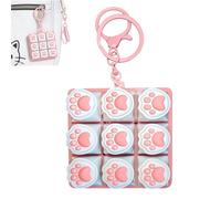 1PC Keyboard Fidget, Fidget Keyboard with 9 Keys, Pink Cat Paw Design for Stress Relief and Focus Improvement, Portable 6x6 cm Keychain for Students and Office Workers