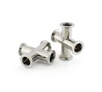 1pc KF16 KF25 KF40 KF50 Vacuum Four-Way Fittings 304 Stainless Steel Equal Diameter Flange Four-Way Fittings(KF16)