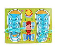 1PC Kids Wood Shoe Lace Lacing Sneaker Board Learn To Tie A Shoe Educational Learning Wooden Puzzle Peg Board Toys Practice Fine Motor Skills For Kids Ages 3 And Up(Blue) learn to tie shoes for