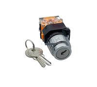 1pc LA38-11Y/2 LA38-20Y/3 22mm Knob Selector Rotary Lock Key Switch 2 3 Position 1NO1NC 2NO with 2 Keys Latching Push Button Switch(Three gear,Self-locking)