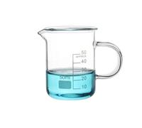 1Pc Lab Mixing Cup 50/100/250/500/1000ml Glass Beaker With Handle Transparent Glass Scale Beaker Measuring Beakers for Chemistry(50ML)