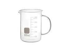 1Pc Lab Mixing Cup 50/100/250/500/1000ml Glass Beaker With Handle Transparent Glass Scale Beaker Measuring Beakers for Chemistry(500ML)