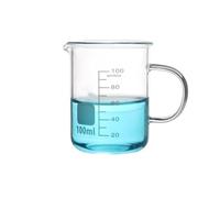 1Pc Lab Mixing Cup 50/100/250/500/1000ml Glass Beaker With Handle Transparent Glass Scale Beaker Measuring Beakers for Chemistry(100ML)