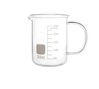 1Pc Lab Mixing Cup 50/100/250/500/1000ml Glass Beaker With Handle Transparent Glass Scale Beaker Measuring Beakers for Chemistry(250ml)