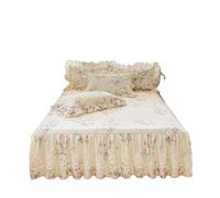 1pc Lace Bed Skirt Home Ruffles Cover Pure Cotton Soft Bedspread Style Linen for Bedroom Décor(Color 6,120x200x45cm 1pc)