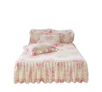 1pc Lace Bed Skirt Home Ruffles Cover Pure Cotton Soft Bedspread Style Linen for Bedroom Décor(Color 4,180x200x45cm 1pc)