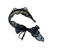 1PC Lace Bow Headbands Set, Black And White Elegant Hair Hoops, Sweet Accessories(Black)