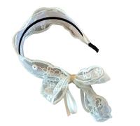 1PC Lace Bow Headbands Set, Black And White Elegant Hair Hoops, Sweet Accessories(Write)