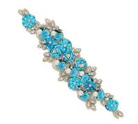 1pc Large 3D Flower Rhinestone Patches, Beaded Applique Floral Sew on Embroidered Fabric Patches for Clothes Wedding Bridal Dress Veil Gown Belt Sparkle Embellishmen (Turquoise)