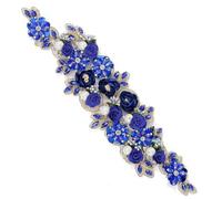 1pc Large 3D Flower Rhinestone Patches, Beaded Applique Floral Sew on Embroidered Fabric Patches for Clothes Wedding Bridal Dress Veil Gown Belt Sparkle Embellishmen (Royal Blue)
