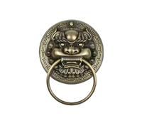 1pc Large Cast Lion Head Door Knocker Vintage Brass Ring Pull Handle Metal Knockers for Entrance(Black+White)