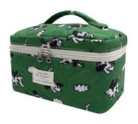 1pc Large Makeup Bag, Cute Cosmetic Bag for Women Girls, Floral Coquette Aesthetic Toiletry Bag, Travel Make Up Organizer Bag (Green Dog Print）, Green Dog Print, Pink Butterfly Flower