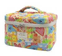 1pc Large Makeup Bag, Cute Cosmetic Bag for Women Girls, Floral Coquette Aesthetic Toiletry Bag, Travel Make Up Organizer Bag (Heart Shape), Heart Shape, Pink Butterfly Flower