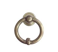 1pc Large Vintage Solid Brass Front Door Knocker Morden Glass Wooden Knock Gate Pull Knob Ring Handle for Entrance(3.5 in Bronze Color)