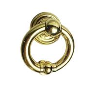 1pc Large Vintage Solid Brass Front Door Knocker Morden Glass Wooden Knock Gate Pull Knob Ring Handle for Entrance(3.5 in Copper Color)