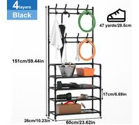 1pc layer Clothes Storage Rack With Shoe Storage Rack Standing Clothes Metal Stand With Hooks For Hats Coats Bags Scarves Clothes Storage And Organiza