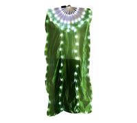 1pc Led Light Up Belly Dance Fan Polyester Silk Illuminated Long for Festivals and Celebration Wood Hand
