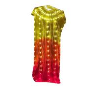 1pc Led Light Up Belly Dance Fan Polyester Silk Illuminated Long for Festivals and Celebration Wood Hand