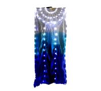 1pc Led Light Up Belly Dance Fan Polyester Silk Illuminated Long for Festivals and Celebration Wood Hand