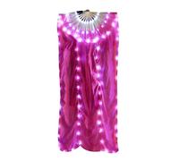 1pc Led Light Up Belly Dance Fan Polyester Silk Illuminated Long for Festivals and Celebration Wood Hand