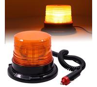 1PC LED Strobe Beacon Light Amber,12V 24V Emergency Magnetic Warning Lamp 6W Strobe Beacon Flashing Lights Waterproof with Cigarette Lighter Plug for Car Truck Lorry Caravan Tractor Security Vehicles