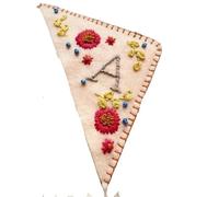 1pc Letters Personalized Hand Embroidered Corner Bookmark Cute Flower Felt Stitched Triangle Book Mark Page Marker Green for Book Lovers(Beige-A)