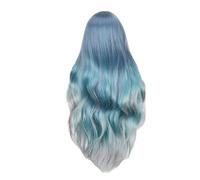 1pc Light Blue Wig Heat-Resistant Wavy Pastel Middle Part Synthetic Cosplay Mixed Gray For Women's