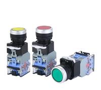 1PC Lighted Self-reset Flat Twist LA38-11D 11DN Power Supply Self-locking DNZS Button Switch 22mm 220V 24V(Green,SELF-LOCKING_24V)