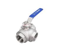 1pc Long Handle 1-1/4 inches BSPT Female Thread 304 Stainless Steel Tee Ball Valve SS304 Faucet T L Type 3 Ways Pipe Fitting(L Type)