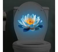 1PC Luminous Lotus Toilet Sticker, Creative Self-Adhesive Wall Decal for Bathroom, Waterproof Luminous Decoration