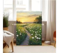 1pc Lush Dandelion Field Sunset Canvas Wall Art, Winding Path Landscape Print Nature Scenery Canvas Art Home Decor 80x120cm Frameless