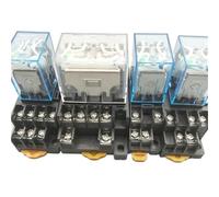 1Pc LY4NJ HH64P AC 110V 220V 12V 24V 14PIN 10A silver contact Power Relay Coil 4PDT with socket Base(DC24V)