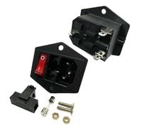 1PC LZ-14-F12 3 Pins IEC320 C14 Panel Mounted AC Inlet Module Power Socket With 10A 5x20mm Fuse And Red 250V LED Rocker Switch